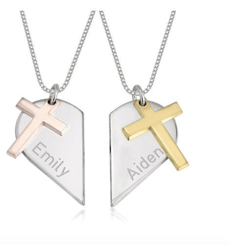 STERLING SILVER TWO TONE COUPLES HEART 