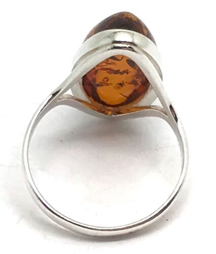 Cognac amber oval ring solid Sterling Silver, real Baltic amber. New. - Picture 3 of 12