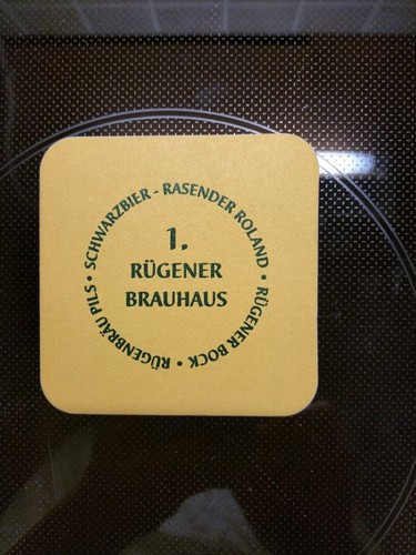 Bierdeckel 1. Rügener Brauhaus Schwarzbräu Rasender Roland Bock Pils