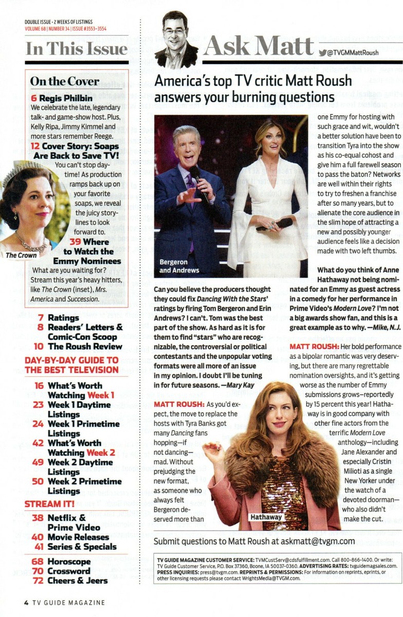 TV Guide Magazine August 17-30 2020 Maurice Benard Laura Wright