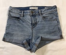 Bullhead Jeans Shorts Womens 28 Blue Denim Super Stretch Shorty Cuffed