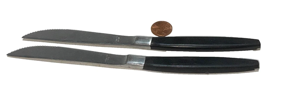 ¡Juego de 2! Cuchillos para carne de acero inoxidable vintage Mar-Crest EBONY ELEGANCE Foto 4 de 4