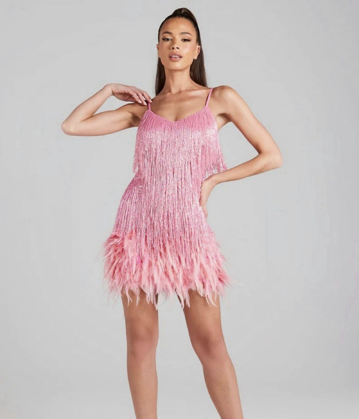Nadine Merabi Lottie Pink Embellished Mini Dress Size L UK 14 RRP £545 image 2