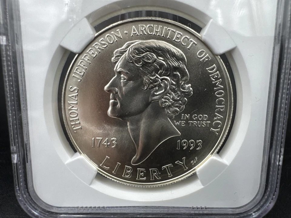 1993-P Thomas Jefferson Commemorative Dollar MS69 NGC Brown Label - Image 2 of 4