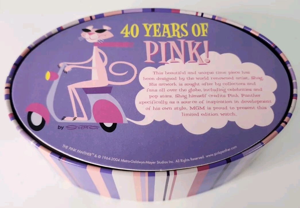Pink Panther 40th Anniversary Watch NEW w/Tin and Box READ Pink Panther 40th Anniversary Watch NEW w/Tin and Box READ