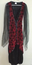 womens WINGED VAMPIRESS HALLOWEEN COSTUME NEW NWT one size SPIDERWEBS RED BLACK