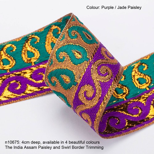 Indian Style Paisley Jacquard Decorative Ribbon Trim 40mm Wide - Picture 9 of 14