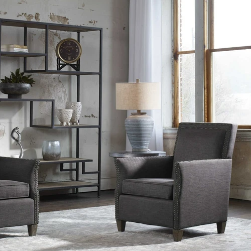 Pelia Ceramic Table Lamp Light Aqua Blue Rustic Bohemian ~ Uttermost 26228 - Picture 5 of 9