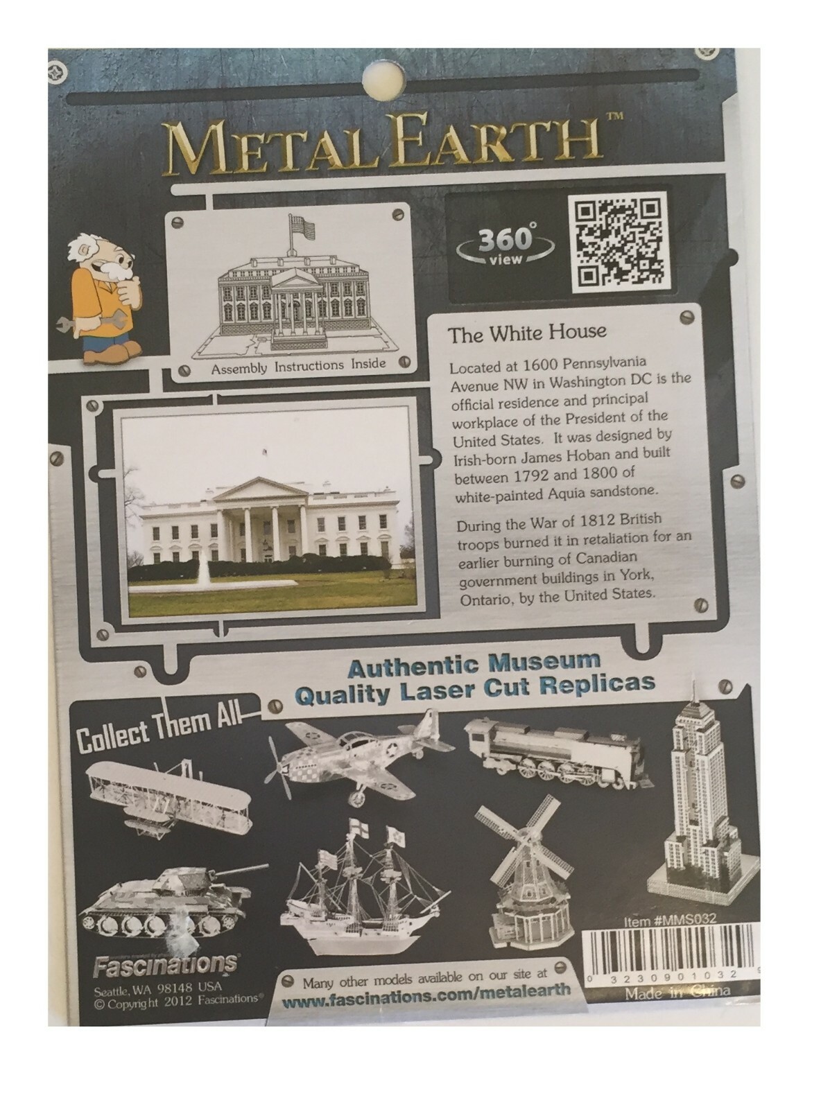 Fascinations Metal Earth Buildings White House 3D laser cut steel Model Kit 