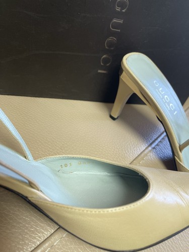 Gucci Beige Zapatos de Tacón de Gatito con Cordones Talla UK 4.5 EU 37.5 Usados Una Vez - Imagen 5 de 7