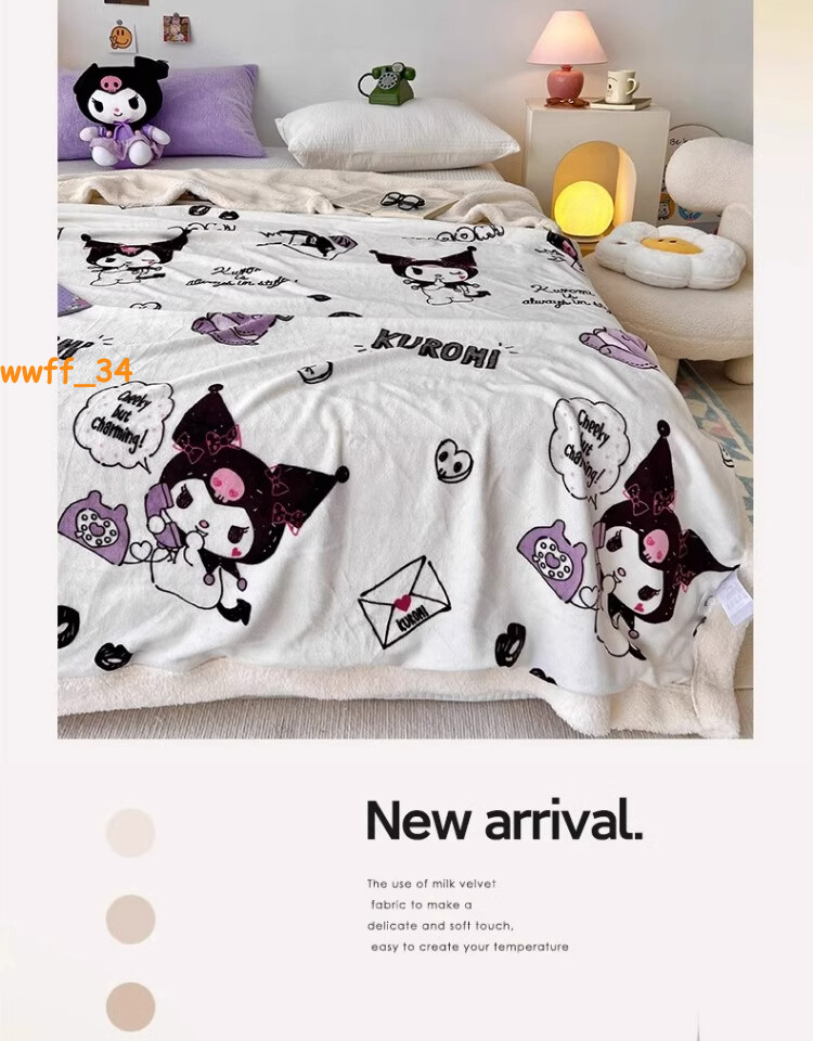 Kuromi Berber Fleece Warm Blanket Anime Cartoon Bedroom Soft Throw