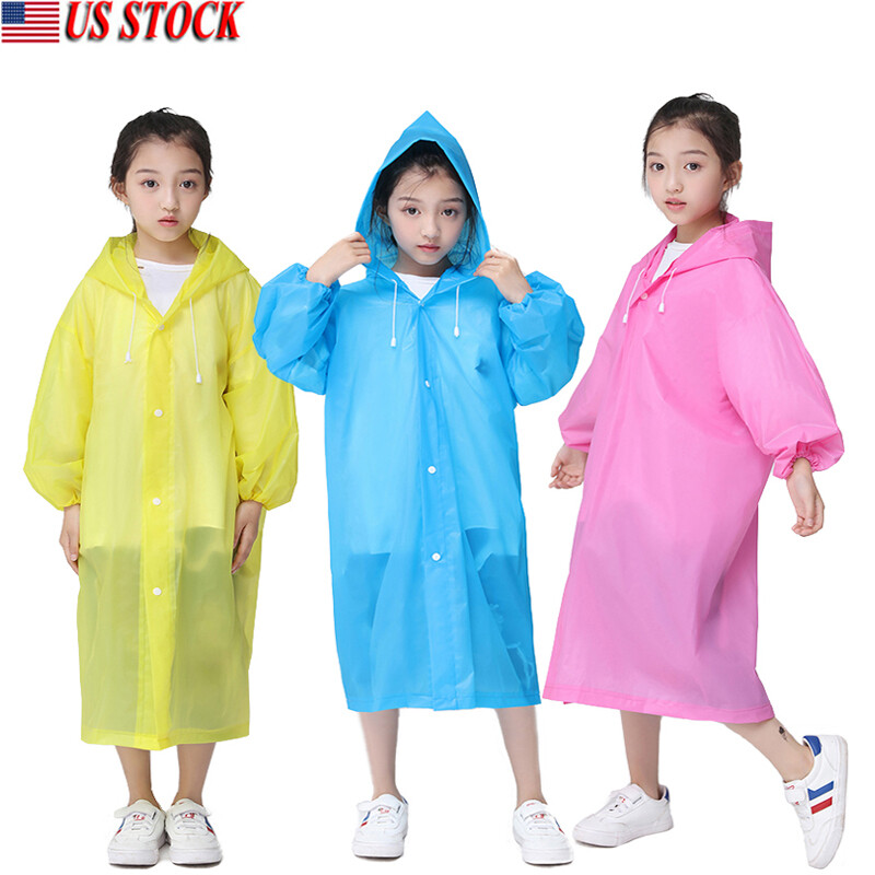 New Rain Coat Children Hooded Rainwear Jacket Watterproof Poncho Camping Outdoor