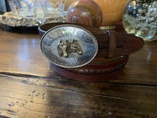 Old Pawn James Reid Dgn Sterling Silver 14K Belt Buckle 37-39-1.5    