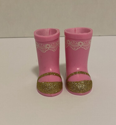 Wellie Wishers American Girl Ashlyn Pink Glitter Meet Shoes Boots