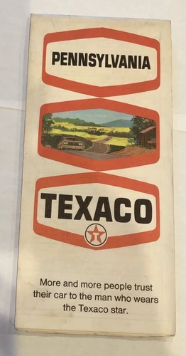 VTG Texaco Oil  Gasoline Road Map Pennsylvania  Map 1960's