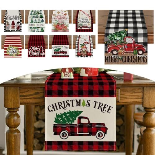 Corredor de mesa Feliz Navidad Corredor de mesa de Navidad para mesas de comedor Chimenea... - Imagen 3 de 4