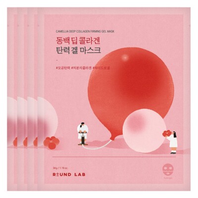  ROUND LAB Camellia Deep Collagen Firming Gel Mask 34g × 4 Sheets | Elasticity