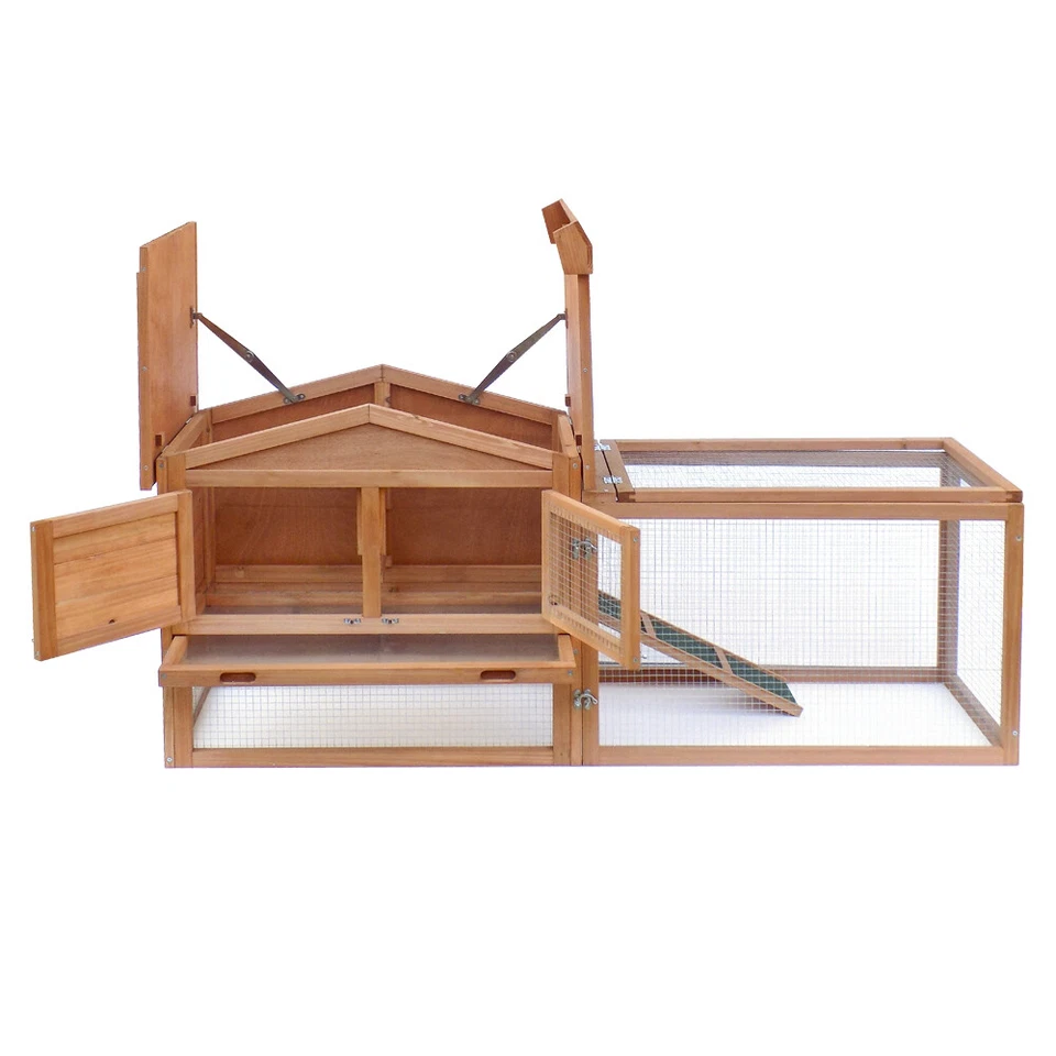 Clapier à lapin XXL Espaces extérieur Grand abri Bois d'épicéa - Photo 2/4