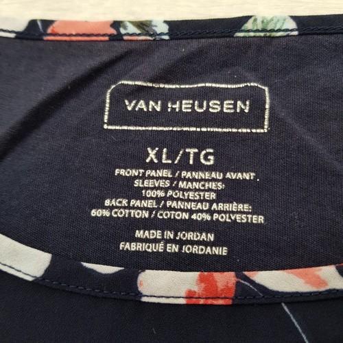 VAN HEUSEN Blouse Top Size 18-20 Navy Floral Short Cap Sleeve Summer Casual - Picture 2 of 6