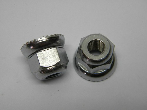 Chrom Nabe Achsmuttern mit integrierter Unterlegscheibe - 5/16x26G - M9x1 - M10x1 Paar - Bild 3 von 10