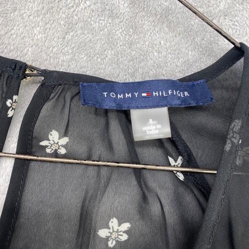 Tommy Hilfiger Women's Scoop-Neck Black Floral Print Dress Smocked NWT Size 8 - Picture 2 of 8