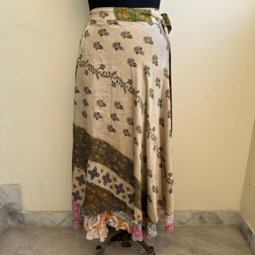 Indian Reversible Skirts Beach Warp Skirt Silk Sari Magic Wrap Around Party Wear - Picture 17 of 17