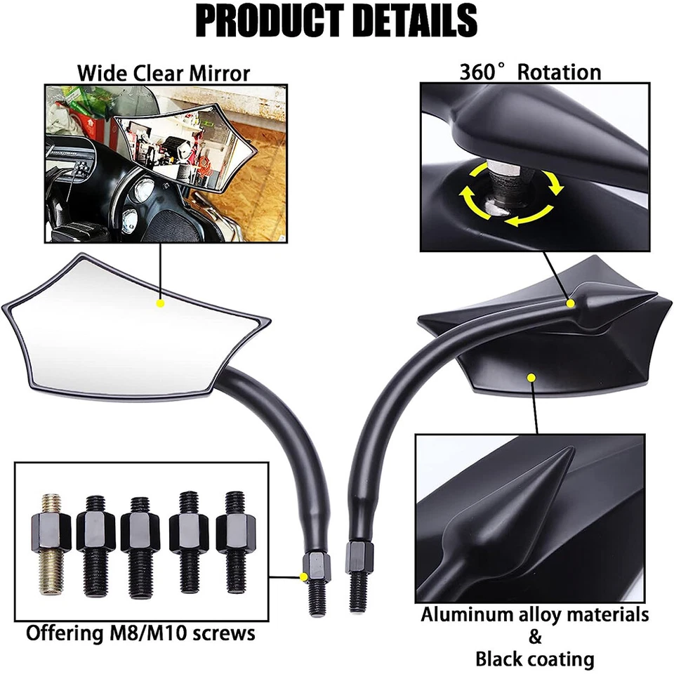 Espejos retrovisores 8 mm 10 mm para motocicleta Yamaha Stryker XVS1300 1600 V-Star 950 Foto 4 de 4