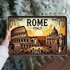 Vintage Rome Italy with City Tin Metal Signs Home Décor Wall Art 8x12