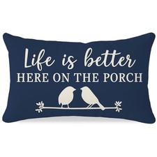 12x20 Lumbar Throw Pillow Cover, Life is 20" x 12" Pack of 1 Navy Blue