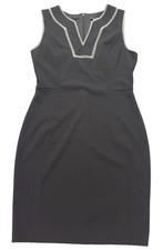 Tommy Hilfiger Black V-Neck Sleeveless Sheath Dress Knee Length Zip Size 10