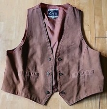 Vintage Global Identity G III G 3 Tan Suede Leather Snap Front Vest Size Large