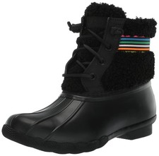 Sperry Women's Saltwater Sherpa Rain Boot, Rainbow Black, 5.5