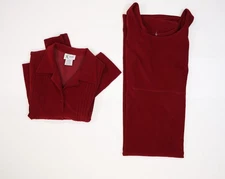 K Studio Dress Jacket Womens Size 16 Red Velvet 2 Piece Suit Long Sleeve Career