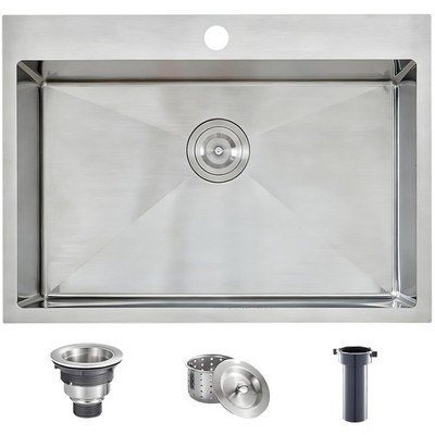 Drop In Kitchen Sink 28x18 Inch 16 Gauge Stainless Steel Brushed Nickel T304