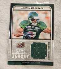 Weston Dressler Upper Deck Game Jersey Card Cfl 2015 GJ-WD