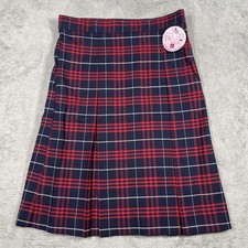 A Skirt Girls 16 Blue Pleated Plaid Knee Length School Uniform Zip Adjustable