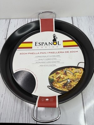 Paellera Brand Espanol Cocina Carbon Steel 2 Handles Non Stick Diameter 40 Cm