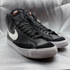 Size 7Y Nike Blazer Mid Black White Kids Lace-Up Comfort Sneaker Shoes