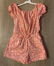 Gap Girl's Size 8 Coral Floral Cap Sleeve Casual Spring / Summer Romper
