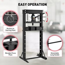 Hydraulic Press 20 Ton H-frame Floor Shop Press With Adjustable Workbench Black