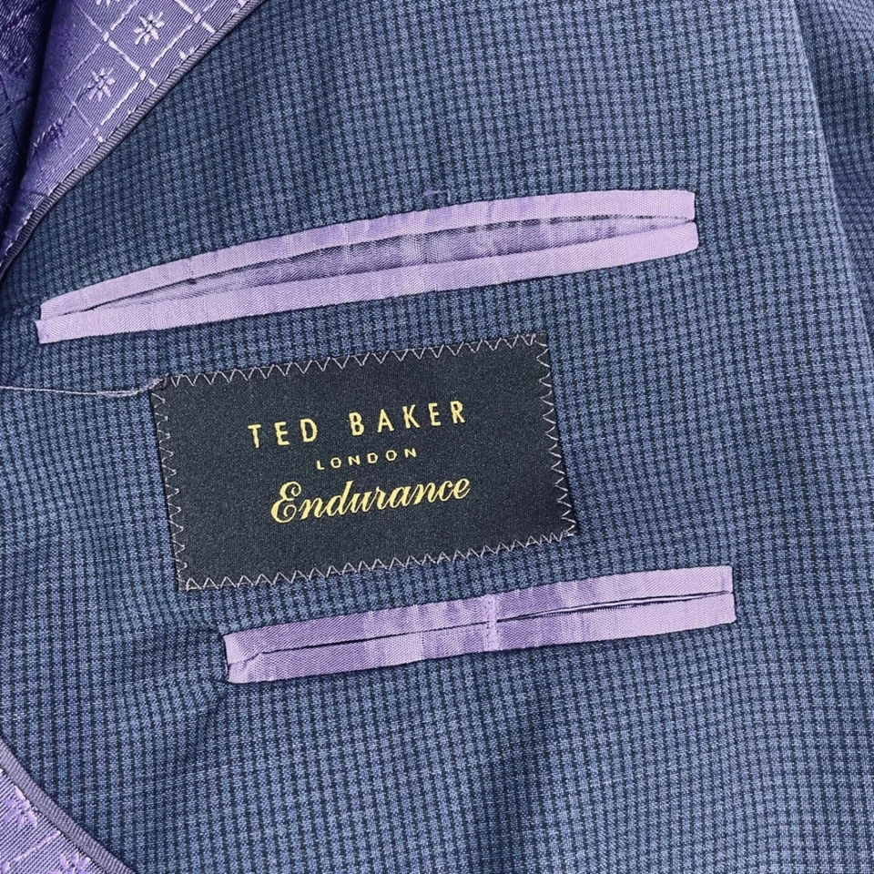 Blazer de lana Ted Baker London Endurance Jarrett CT para hombre 44 L chaqueta a cuadros azul Foto 4 de 4