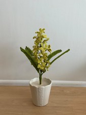 Vintage Yellow French Beaded Hyacinth Flower in Pot