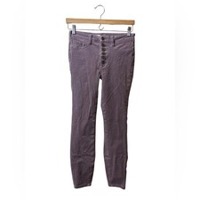 Anthropologie Pilcro High Rise Skinny Corduroy Pants Purple Mauve Button Fly 26
