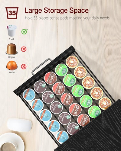 Evermagin Coffee Pod Drawer for K Cup, 35 Pods K-Cup Holder Organizer with Cu... - Picture 4 of 8