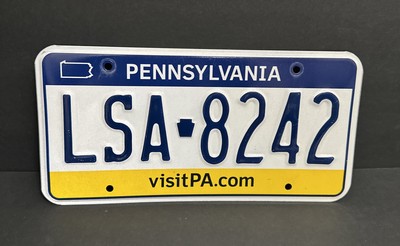 Pennsylvania License Plate   LSA - 8242 VISIT PA.COM   Excellent Condition !!