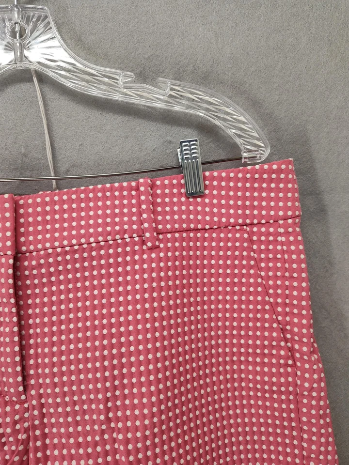 Pantalones Cortos Ann Taylor Para Mujer 12 Rosa Lunares Dobladillo Festoneado Bolsillos A Medida Verano Foto 3 de 4