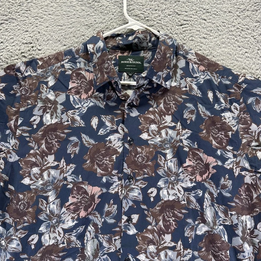 Camisa con botones Rood & Gunn para hombre XL multicolor floral algodón tejida Italia informal Foto 2 de 4