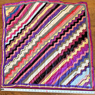 Authentic MISSONI Italy Sheer Scarf 33'' Square Iconic ZigZag Chevron Purple
