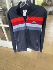 Vintage Lacoste Zip Up Athletic Jacket 80s Stripes Front  Back Sz 3