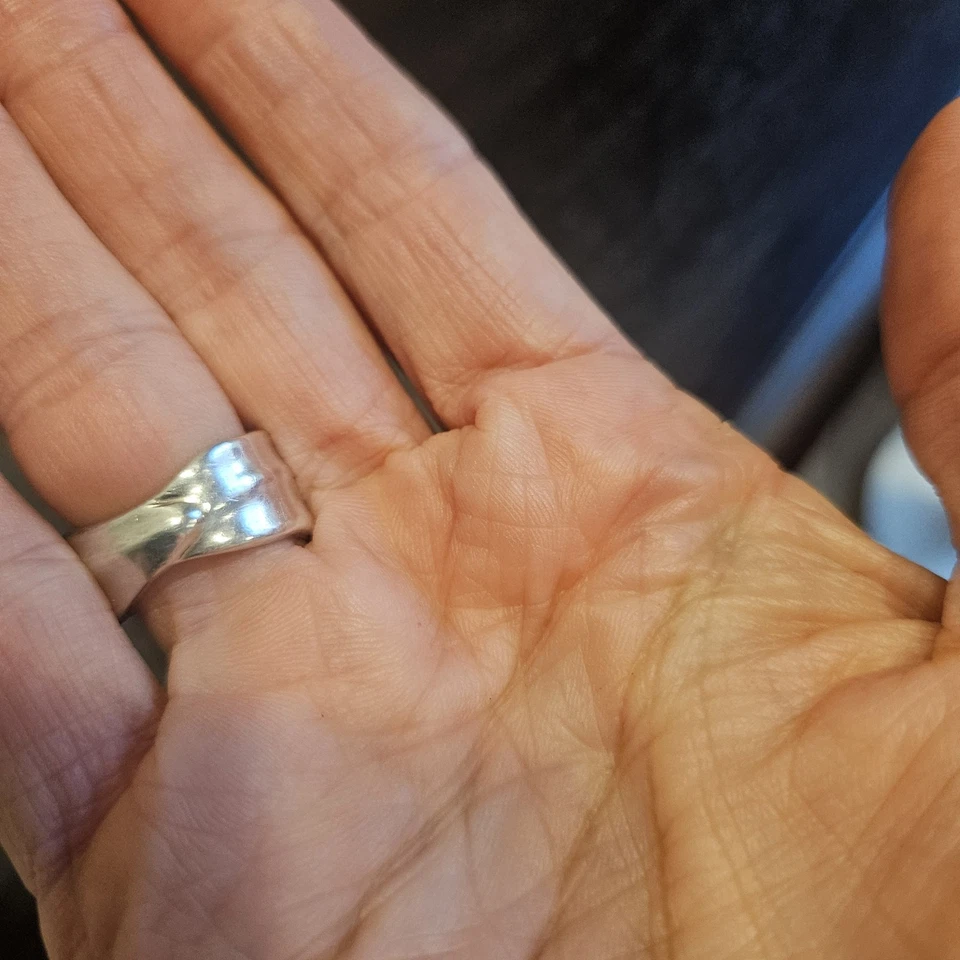 Vintage Tiffany & Co Sterling Silver Nature Rolled Leaf Wide Band Ring Sz 5 - Image 3 of 4